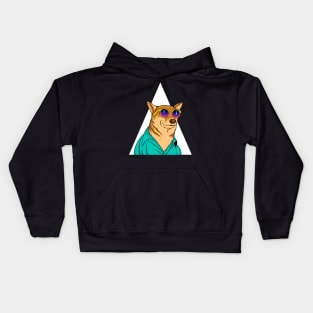 Cool 90s Vibe Vaporwave Corgi Wearing Sunglasses | Corgi Lover Gift Kids Hoodie